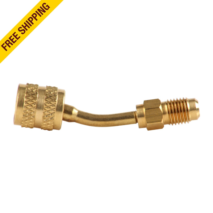 EVERWELL - CT-14516S - CURVED VALVE ADAPTER R410A WITH QUICK COUPLER AND VALVE DEPRESSOR, 1/4 in MALE X 5/16 in FEMALE