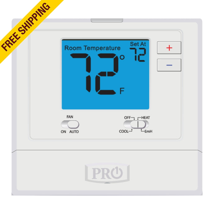 PRO1 - T721 - THERMOSTAT HEAT PUMP/CONVENTIONAL, 1 HEAT, 1 COOL CONVENTIONAL OR 2 HEAT, 1 COOL HEAT PUMP BATTERY OR HARDWIRE, NON-PROGRAMMABLE